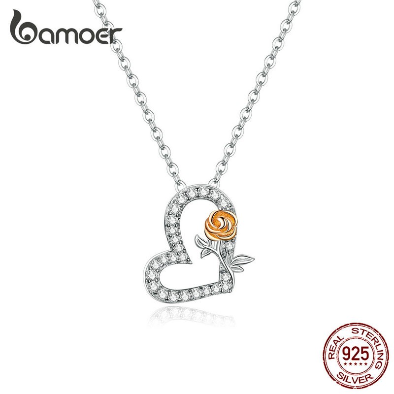 BAMOER The Rose Heart Necklace 925 Silver BSN132