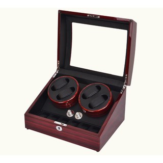 Watch Winder กล่องหมุนนาฬิกา ออโตเมติก แบบอโตเมติก 4 เรือน ควอตซ์ 6 เรือน (น้ำตาลลายไม้/สีดำ)