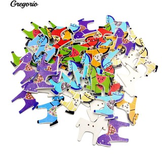 Gregorio 50Pcs ม้าไม้ปุ่ม DIY เย็บ Scrapbooking หัตถกรรมอุปกรณ์เสริมมือ