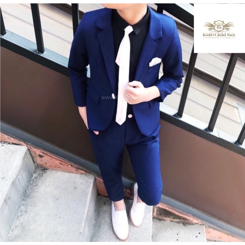 สูทเด็ก Navy Boy Suit สีนำ้เงินเข้ม เสื้อสูท+กางเกง เซท 2 ชิ้น ขนาด 90, 100, 110, 120, 130, 140