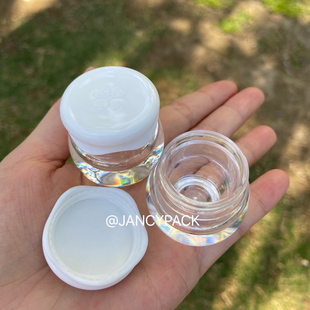 Jancy PACK กระปุกเปล่า ทรงกลม สีชมพู ขาว น่ารัก พร้อมฝาปิด สําหรับใส่ครีมขัดริมฝีปาก 10 กรัม