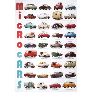 โปสเตอร์ รูปถ่าย รถยนต์ MICRO CARS Series Two 1942-1972 POSTER 24”X35” Inch Retro Vintage Antique 36 Models