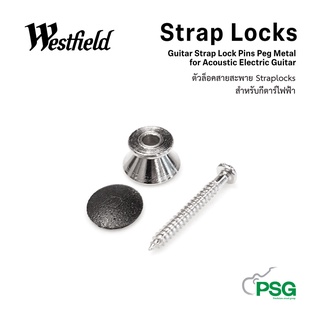 WESTFIELD : Guitar Strap Lock Pins Peg Metal for  Acoustic Electric Guitar Ukulele Bass Universal Silver