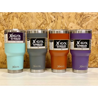 Xkool แก้วขนาด 30Oz สีพื้นเก็บอุณหภูมิความเย็น,ร้อน เนื้อแก้วเป็นสแตนเลส 304 Free!!ยางลองแก้วไม่มีไอน้ำเกาะข้างนอกแก้ว