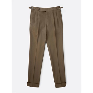 [JBB*] ARMY GREEN GIZA COTTON TWILL PLEATED TROUSERS เจบีบี กางเกงขายาวสองจีบ ผ้าคอตตอน กางเกงผู้ชาย สีเขียวทหาร