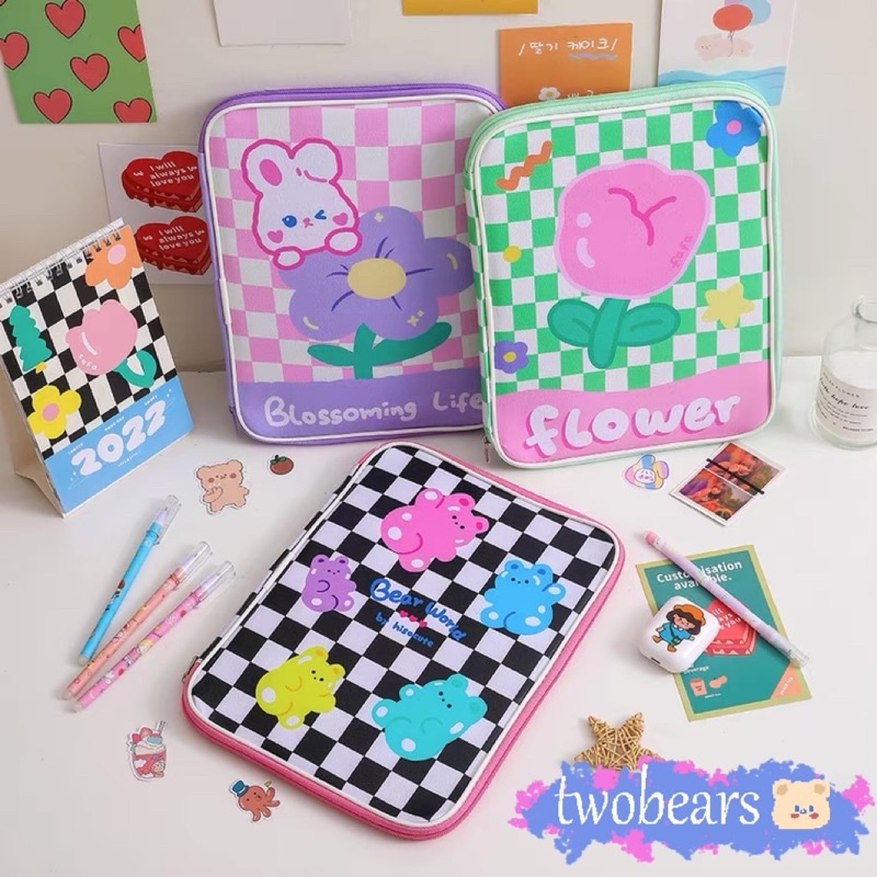 พร้อมส่ง เคสใส่แล็ปท็อป ลายหมี ระเป๋าแล็ปท็อป 11/10" ซองใส่แท็บเล็ต แฟชั่นสไตล์เกาหลี สำหรับ 15 13 11 10.5 10.2 นิ้ว