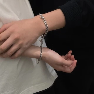 กำไลข้อมือคู่รัก แม่เหล็กรูปหัวใจ 1 คู่ ได้ 2 ชิ้น สร้อยข้อมือ เครื่องประดับผู้หญิงและผู้ชาย ของขวัญ