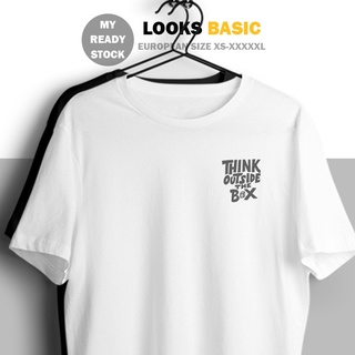 พร้อมส่ง เสื้อยืดลําลอง สําหรับผู้ชาย ผู้หญิง แขนสั้น พิมพ์ลาย Think Out Of The Box UNISEX Baju Lelaki Perempuan