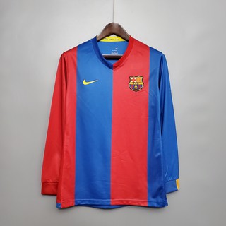 เสื้อกีฬาแขนยาว ลายทีมชาติฟุตบอล Barcelona 06-07 ชุดเหย้า สไตล์วินเทจ