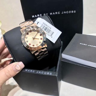 Marc Jacobs/mbm3300 womans round quartz watch stainless minimalist wristwatch witness diamond-encrusted dial