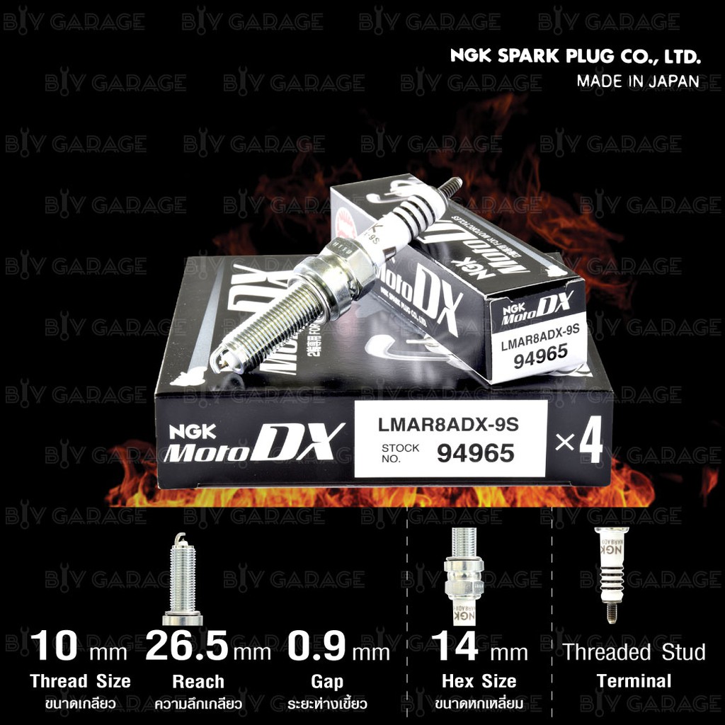 NGK หัวเทียน MotoDX ขั้ว Ruthenium [ LMAR8ADX-9S ] 1 หัว สำหรับ XMAX / Forza300 / Forza350 / PCX160 