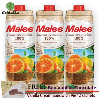 Malee Tangerine orange juice from Sukhothai 1000 ml x3 box Free Bon Vanilla-Chocolate