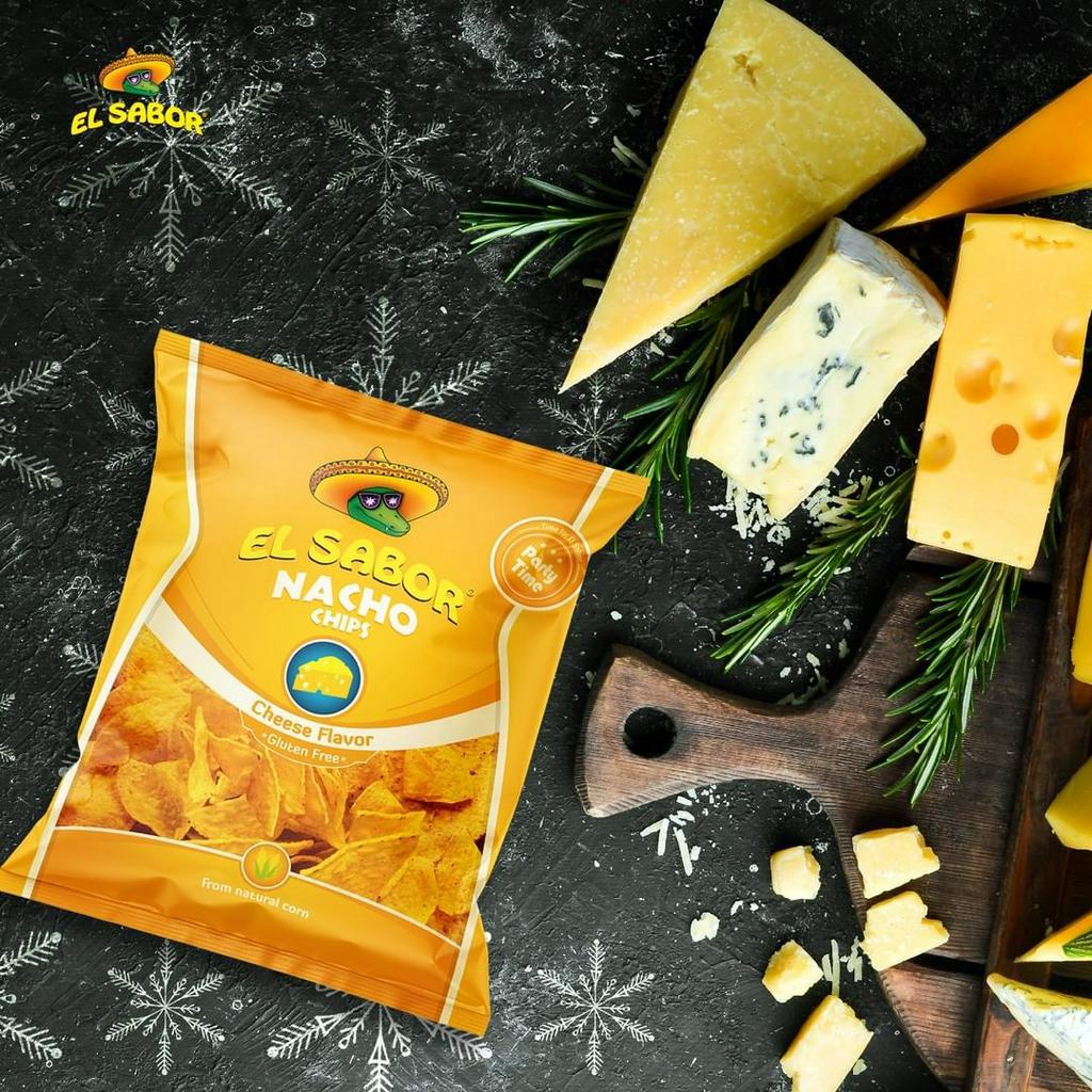El Sabor Nacho Chips Cheese แผ่นข้าวโพดทอดกรอบรสชีส 225 กรัม