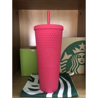 Starbucks แก้วหนามสีชมพู Bling Ruby Pink 24oz.