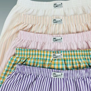 บ๊อกเซอร์ผ้าเชิ๊ตทรงตรง ขนาดฟรีไซส์ คละลาย SIAM BOXER แพ็ค 6 ตัว คละสี