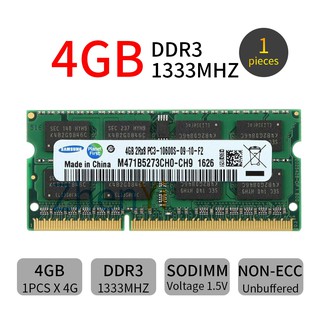 หน่วยความจําแล็ปท็อป 4GB PC3-10600S DDR3 1333mhz 2RX8 204pin 1.5V SODIMM สําหรับ Samsung AD34