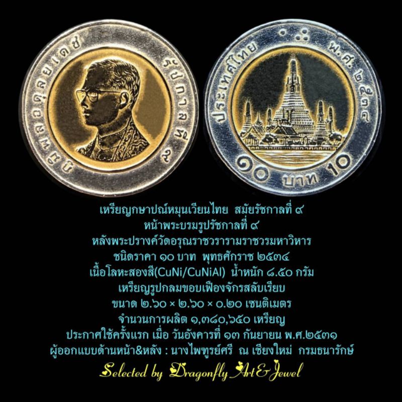เหรียญกษาปณ์ไทย 10บาทปีพศ.2534