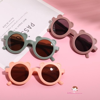 XZQ7-Summer Little Boys Girls Round Sunglasses,Sweet Matte Color Little Bear Frame Outdoor Ultraviolet-proof Casual