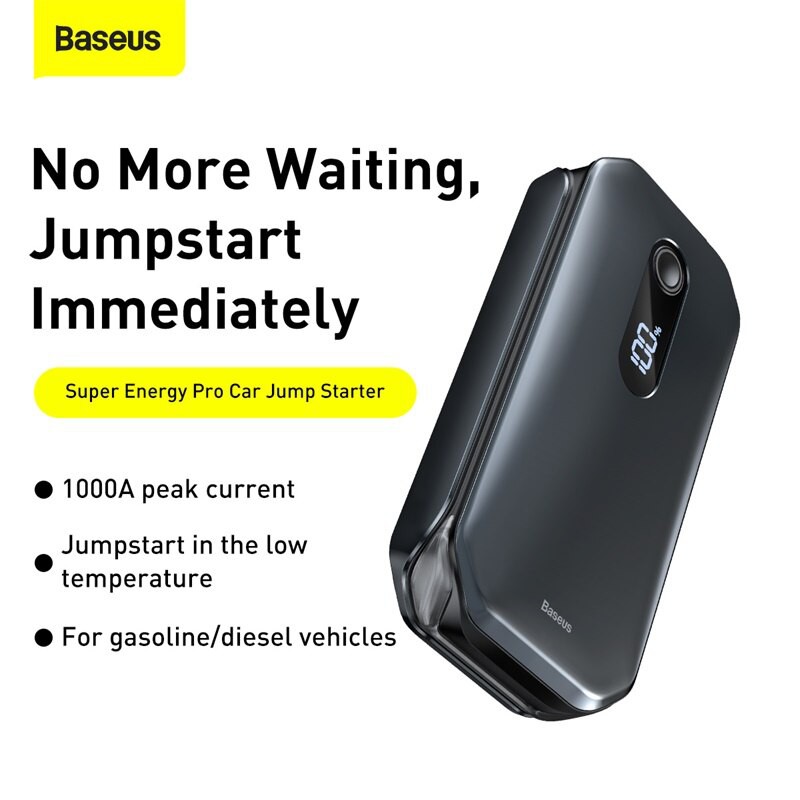♕❒Baseus จั๊มสตาร์ท แบตเตอรี่สำรอง 12000mAh สำหรับแบตเตอรี่รถยนต์