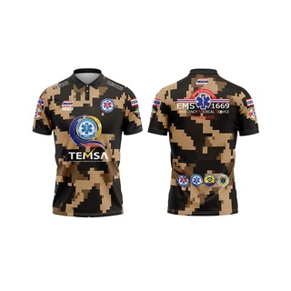 เสื้อพิมพ์ลายคอปก ลายทหารEMS 11 ผ้าไมโคร ใส่สบาย สีลายพิมพ์บนเนื้อผ้ามีความสด ไม่ซีดแม้ใส่เป็นระยะเวลานาน  ตกแต่งจัดเต็ม