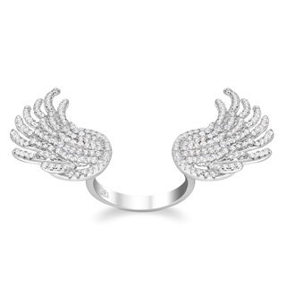 925 sterling silver crystal angel wings ringแหวนรูปปีกนางฟ้าคริสตัลเงินแท้925ใส่ออกงานก็ดูสวย