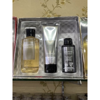 Bath &amp; Body Works Graphite 2-in-1 Hair + Body Wash, Ultra Shea Body Cream and Graphite Deodorizing Body Spra ของแท้