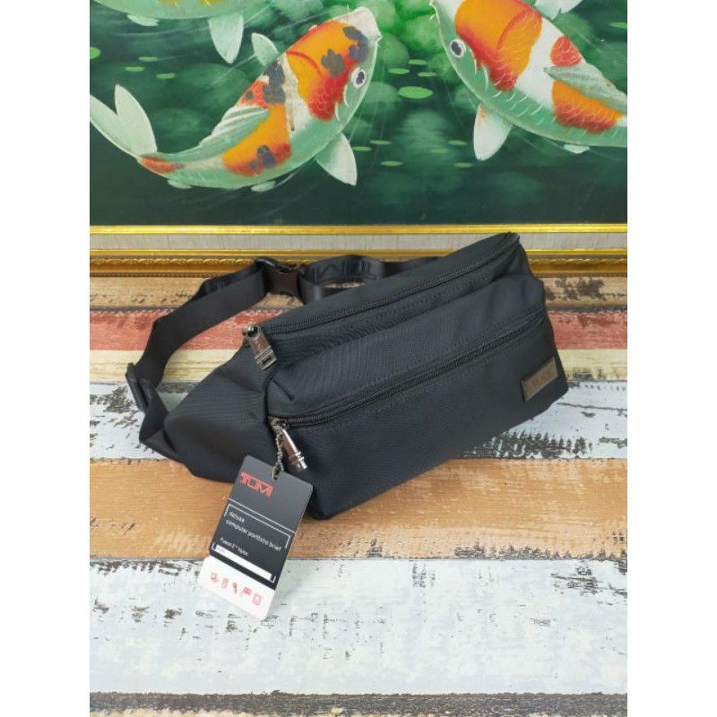 Hitam Tumi Black Canvas SUPER BUMBAG WAISTBAG Bag For Men | รวม 100 %