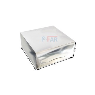 กล่องแฮนเมดเค้ก 1 ปอนด์ ขาว ไม่เจาะ 8x8x3.5 นิ้ว 50ใบ_INH100