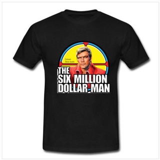 คอลูกเรือเสื้อยืดคอกลมเสื้อยืดทีวี พิมพ์ลาย The SIX MILLION DOLLAR MAN 70Sผ้าฝ้ายแท้