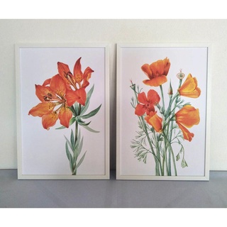กรอบรูปติดผนัง ***พร้อมส่ง รูปภาพติดผนัง ดอกไม้ ภาพติดผนังแต่งห้องนอน ตกแต่งห้องนั่งเล่น  (1 ชุด ได้ 2 ชิ้น)