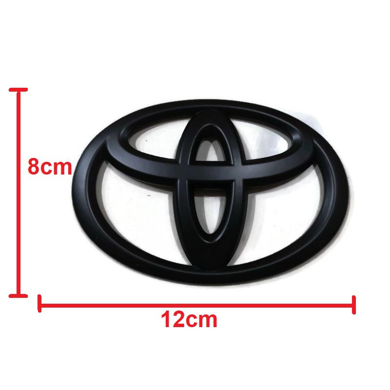 โลโก้ toyota สีดำด้านขนาด 12  x 8 cm สำหรับรถ toyota vios yaris จำนวน 1 ตัว