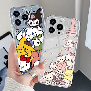 เคสโทรศัพท์มือถือ TPU แบบใส ขอบสี่เหลี่ยม กันกระแทก ลาย Kuromi My Melody HelloKitt สําหรับ Samsung Galaxy A33 A53 A73 5G A32 A52 A72 A31 A51 A71 A23