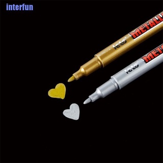 (Interfun) ปากกาแท็กกระดาษ สีเมทัลลิก สีทอง สีเงิน สําหรับสมุดภาพ รูปภาพ
