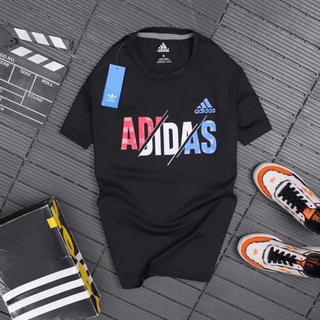 Adidas เสื้อยืดออกกำลังกายสกีนลายโลโก้ เนื้อผ้าโพลลิเอสเตอร์ 100%