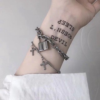 ‼️พร้อมส่ง‼️[N77] Cross Couple Chain Bracelet Set (2pcs)