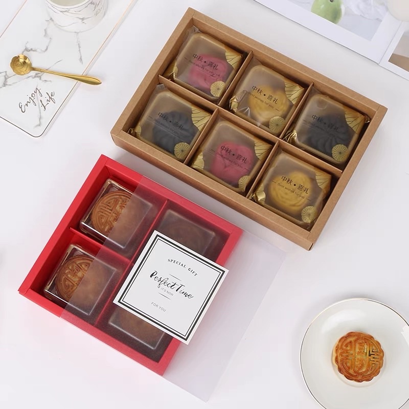 ZQ-287 (5 ชิ้น) กล่องบรรจุภัณฑ์โปร่งใสสําหรับขนมไหว้พระจันทร์ 100g-125g