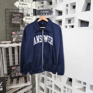 Answer XXL FLEECE Material jf - Answeater UNIESEX เสื้อกันหนาว ผู้ชาย ผู้หญิง วัสดุ NAVY FLEECE SF