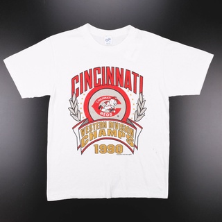 เสื้อยืดวินเทจเสื้อยืดแขนสั้น ผ้าฝ้าย 1990 พิมพ์ลาย Velva Sheen Cincinnati Reds สไตล์วินเทจ ใส่สบายS-4XL