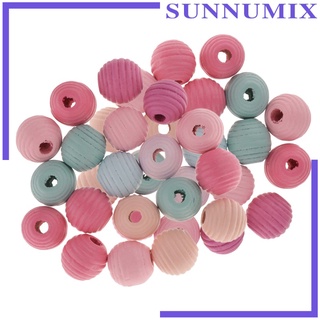 [Sunnimix] ลูกปัดไม้ธรรมชาติ 20 มม. 40 ชิ้นพร้อมหลุมขนาดใหญ่ 6 มม. Diy สําหรับตกแต่ง