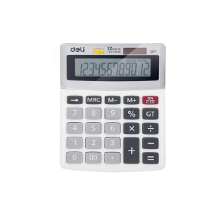Deli เครื่องคิดเลข อุปกรณ์คิดเลข เครื่องคิดเลขแบบพกพ อุปกรณ์คิดเลข 12 หลัก อุปกรณ์สำนักงาน รุ่น E1217 Calculator