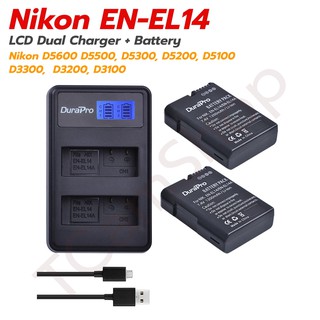 แท่นชาร์จ + 2x แบตเตอรี่ EN-EL14  ENEL14 สำหรับกล้อง นิคอน  Nikon D5600 D5500 D5300 D5200 D5100 D3400 D3300 D3200 D3100