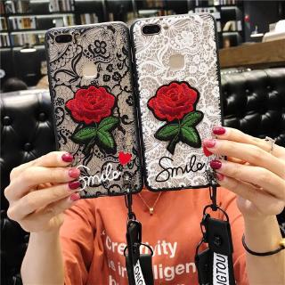 เคสมือถือป้องกันรอยสําหรับ Oppo F 11 F 9 Pro A 3s A 7 A 5 S F 7 F 5 A 371 A 57 A 391 Sเคสมือถือปักลายดอกไม้ลูกไม้