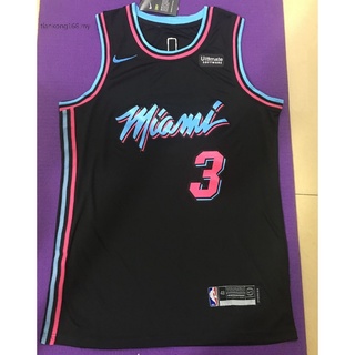 ใหม่ NBA Miami Heat ปี 2020 สําหรับผู้ชาย #เสื้อกีฬาบาสเก็ตบอล ปักลาย 3 Dwyane Wade สีดํา