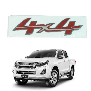 Sticker สติ๊กเกอร์ "4x4" สีแดง+เทา สำหรับ Isuzu D-Max 1.9 ปี 2016-2017