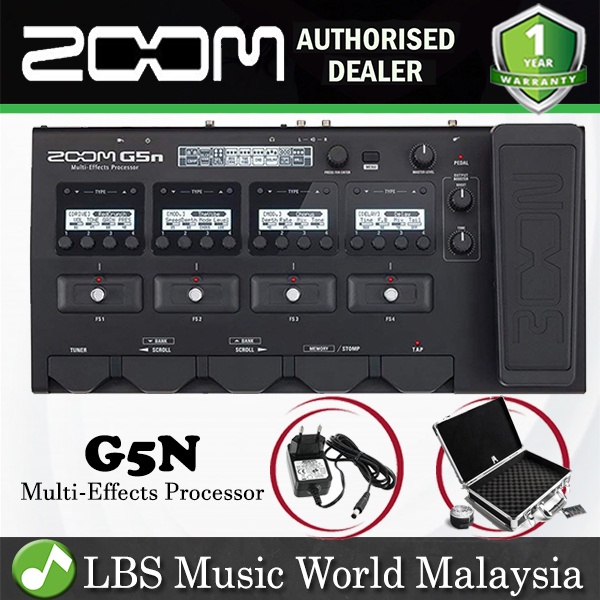 [Distontinued] โปรเซสเซอร์หลายเอฟเฟกต์ Zoom G5n พร้อมแป้นเหยียบและอะแดปเตอร์พร้อมเคสแข็ง