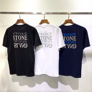 เสื้อยืดแขนสั้นลําลอง ผ้าฝ้าย พิมพ์ลายตัวอักษร Stone 54643 สีสะท้อนแสง สไตล์สตรีท แฟชั่นสําหรับผู้ชาย และผู้หญิง