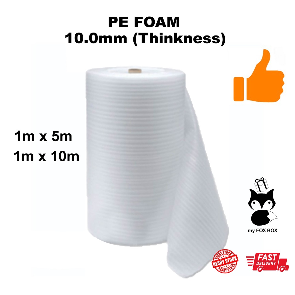 MYFAVORPACKAGING PE FOAM 10mm x 1M x 5M ROLL PE FOAM POLYETHYLENE ROLL บรรจุภัณฑ์อุตสาหกรรม PE แผ่น 
