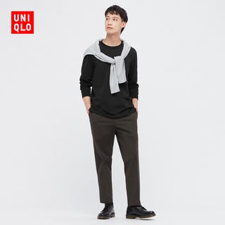 Uniqlo เสื้อยืดคอกลม แขนยาว ผ้าฝ้าย AIRism สําหรับผู้ชาย ผู้หญิง 444973/44052388