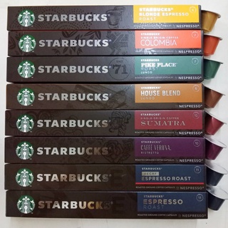 กาแฟแคปซูล สตาร์บัคส์ เนสเพรสโซ แบ่งขาย 1 ชิ้น / ยกกล่องกด 10 ชิ้น Starbucks Roasted Ground Coffee Capsules by NESPRESSO