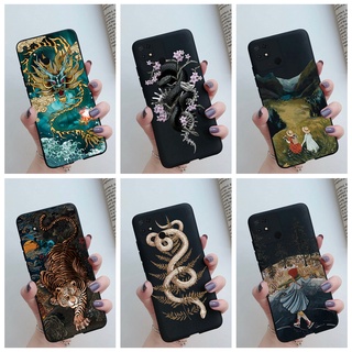 เคสโทรศัพท์มือถือ ซิลิโคน กันกระแทก ลายสัตว์มังกร สีดํา สําหรับ Xiaomi Redmi 10C 9 Power 10 Prime 9T 9C 9A 10A 9i